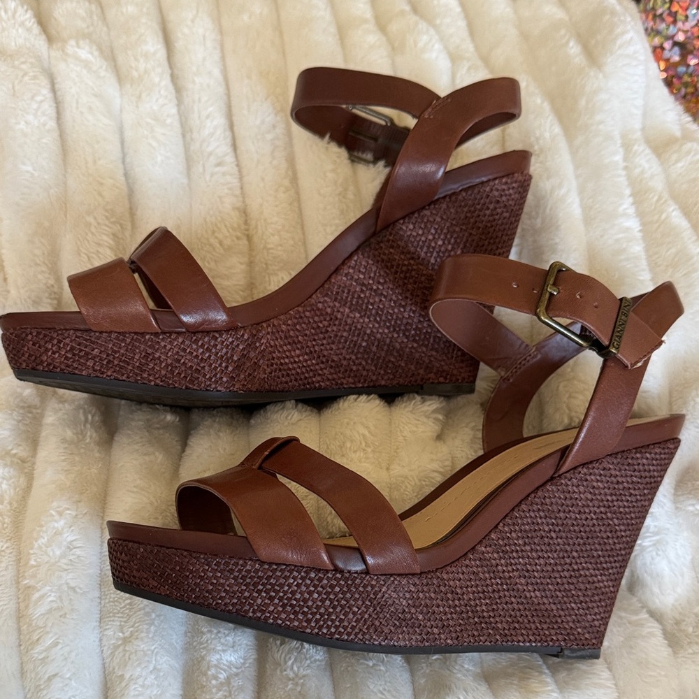 Gianni Bini Brown Wedge Sandals